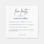 Moderne Blue Script Fun Fakten Hochzeiten von Napk Serviette (Vorderseite)