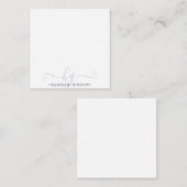 Moderne Blue Script Initials Monogram Minimal Mitteilungskarte (Vorne/Hinten)