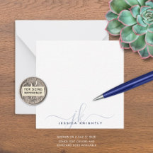 Moderne Blue Script Monogram Initials minimal