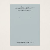Moderne Blue Script Schmuckschmuckkarte mit Earrin (Vorderseite)