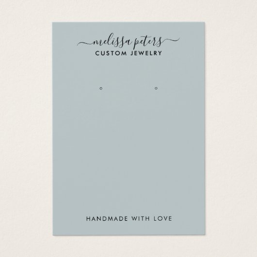 Moderne Blue Script Schmuckschmuckkarte mit Earrin (Vorderseite)