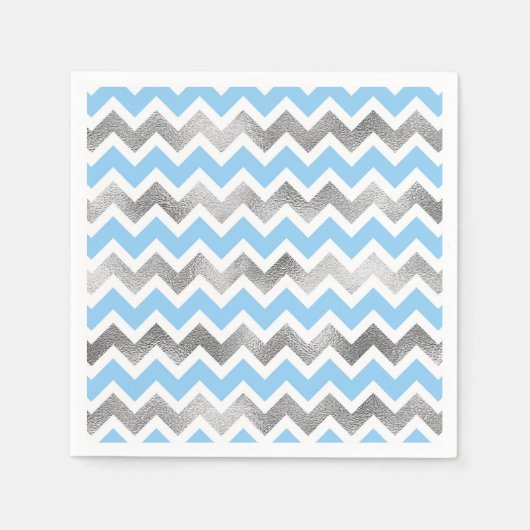 Moderne Blue Silver Babyduschkabinen Serviette (Vorderseite)