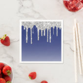 Moderne Blue Silver Glitzer Tropfen Serviette (Beispiel)