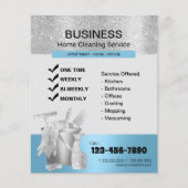 Moderne Blue & Silver Zuhause Cleaning Housekeepin Flyer (Vorne)