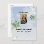 Moderne Blue Sky Condolence Card Ankündigungspostkarte (Vorne/Hinten)