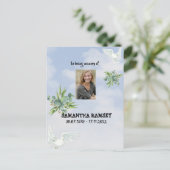 Moderne Blue Sky Condolence Card Ankündigungspostkarte (Stehend Vorderseite)