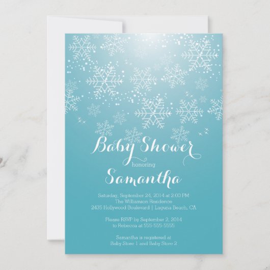 Moderne Blue Snowflake Boys Kinderdusche Einladung (Vorderseite)