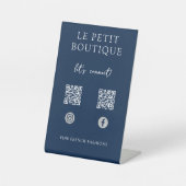 Moderne Blue Social Media QR Codes Business Sockelschild (Vorderseite)