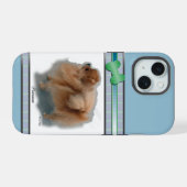 Moderne Blue Spitz Dog Art iPhone 15 Hülle (Rückseite (Horizontal))