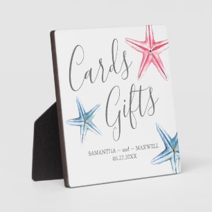 Moderne Blue Starfish Beach Hochzeitskarten & Gesc Fotoplatte