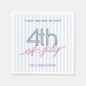 Moderne Blue Stripes 4. Juli Sommer Party Serviette (Vorderseite)