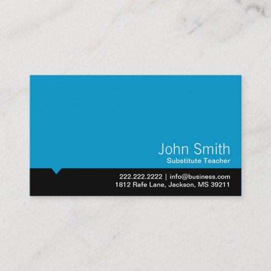 Moderne Blue Substitution Teacher Business Card Visitenkarte (Vorderseite)