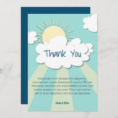 Moderne Blue Sunshine Baby Dusche Dankeskarte (Vorne/Hinten)