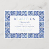 Moderne Blue Tiles Hochzeitsempfehlung Begleitkarte (Vorderseite)