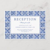 Moderne Blue Tiles Hochzeitsempfehlung Begleitkarte (Vorderseite)