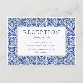 Moderne Blue Tiles Hochzeitsempfehlung Begleitkarte