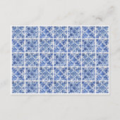Moderne Blue Tiles Hochzeitsempfehlung Begleitkarte (Rückseite)