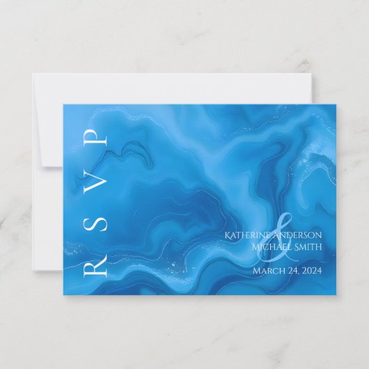 Moderne Blue UAWG Wedding RSVP Karte (Vorderseite)