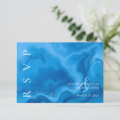 Moderne Blue UAWG Wedding RSVP Karte (Stehend Vorderseite)