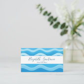 Moderne Blue Vector Waves Visitenkarte (Stehend Vorderseite)