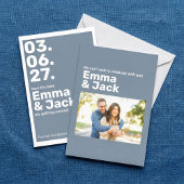 Moderne Blue Vertical Date Hochzeit Save The Date