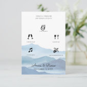 Moderne Blue Watercolor Hochzeitzeitzeitschrift Begleitkarte (Stehend Vorderseite)