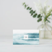 Moderne Blue Watercolor Ocean Business Card Visitenkarte (Stehend Vorderseite)