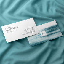 Moderne Blue Watercolor Ocean Business Card