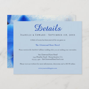 Moderne Blue Watercolor Orchids Wedding Website En Begleitkarte