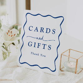 Moderne Blue Wavy Frame Cards und Geschenke Sockelschild
