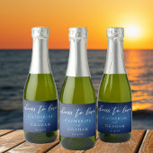 Moderne Blue Wedding Custom freut sich auf Liebe M Schaumweinetikett