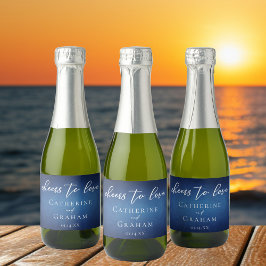 Moderne Blue Wedding Custom freut sich auf Liebe M Schaumweinetikett