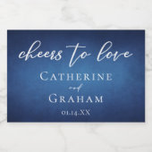 Moderne Blue Wedding Custom freut sich auf Liebe M Schaumweinetikett (Einzelnes Label)