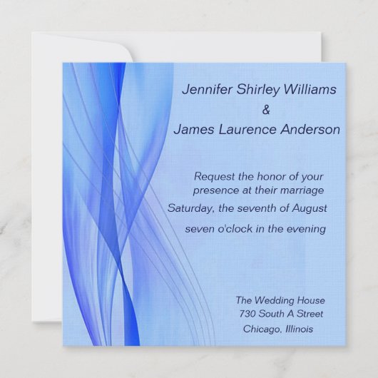 Moderne Blue Wedding Einladung (Vorderseite)