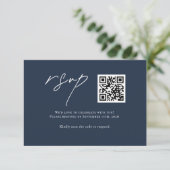 Moderne Blue Wedding RSVP Card mit QR Code Karte (Stehend Vorderseite)