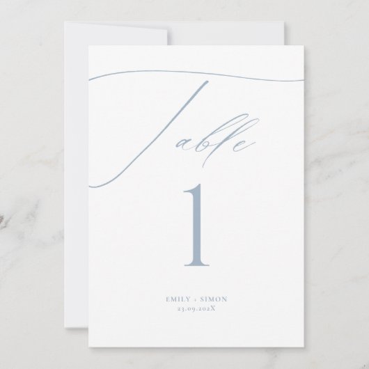 Moderne Blue Wedding-Tischnummern (Vorderseite)