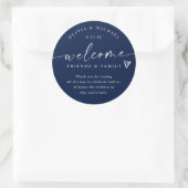 Moderne Blue Wedding Welcome Hotel Tag Runder Aufkleber (Tasche)
