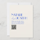 Moderne Blue Whimsical French Retro QR Code Hochze Einladung (Rückseite)