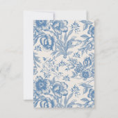 Moderne Blue & White Floral Wedding RSVP Card (Rückseite)