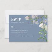 Moderne Blue & White Floral Wedding RSVP Card Karte (Vorderseite)