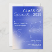 Moderne Blue White Gradient Graduation Party Einladung (Vorderseite)