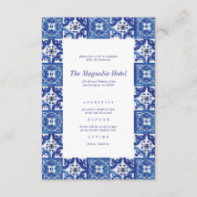 Moderne Blue White Mediterrane Hochzeitsempfehlung
