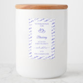 Moderne Blue White Word Cloud Product Labels Herz Lebensmitteletikett (Vorderseite)