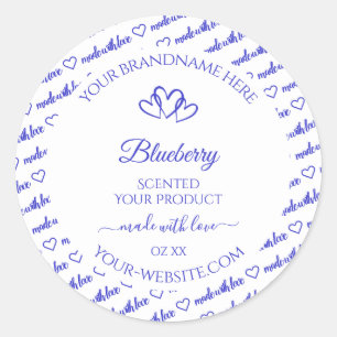 Moderne Blue White Word Cloud Product Labels Herz Runder Aufkleber