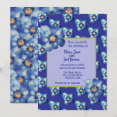 Moderne Blue & Yellow Wildblume Royal Blue Wedding Einladung (Vorne/Hinten)