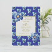 Moderne Blue & Yellow Wildblume Royal Blue Wedding Einladung (Stehend Vorderseite)