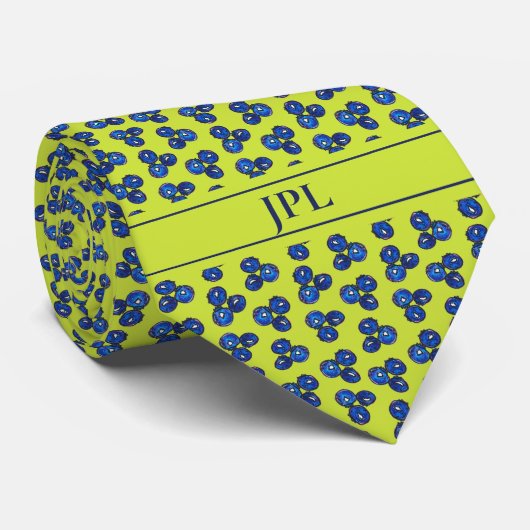 Moderne Blueberry Initials VibranBold Fun Novelty Krawatte (Gerollt)
