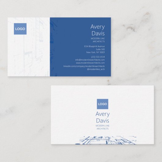 Moderne Blueprint-Architektur Visitenkarte (Vorne/Hinten)