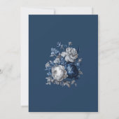 Moderne Blues & Graublütenhochzeit Einladung (Rückseite)