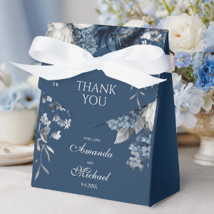 Moderne Blues & Graublütenhochzeit Geschenkschachtel